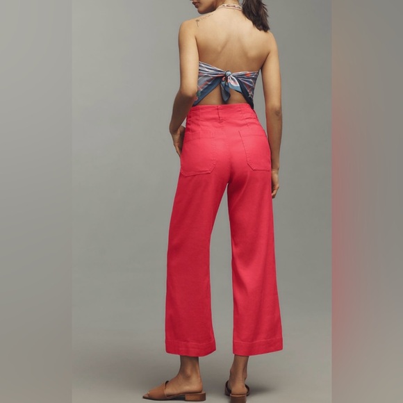 Anthropologie Maeve The Colette Wide-Leg Cropped Linen Pants - Picture 4 of 14
